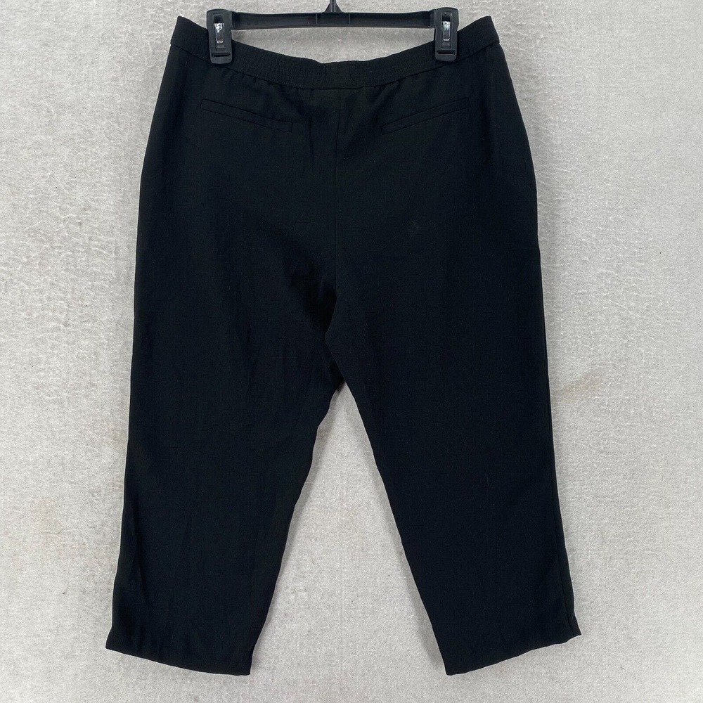 Chicos Womens Pants SMALL 6 Black Stretch Pull On Cropped‎ Trouser Tapered